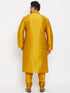 Vastramay Men's Plus Size Mustard Silk Blend Kurta Pyjama Set